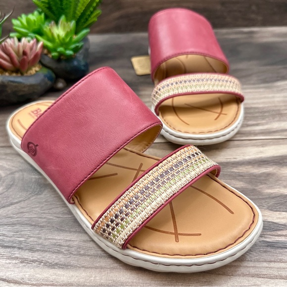 NIB Born Shore Slide Sandal Red Fabric Combo 9M 40.5 - Picture 4 of 12